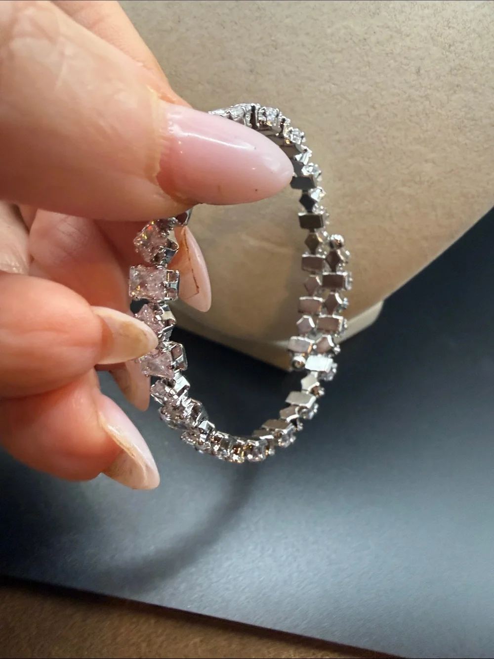Beautiful adjustable Classic Silver Cubic Zirconia Tennis Bracelet - Silver
